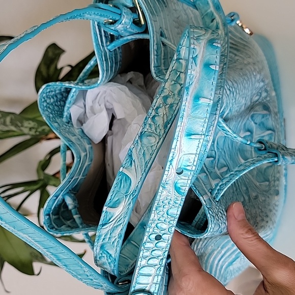 Brahmin Turquoise Croc-Embossed Shoulder Bag - Picture 8 of 14